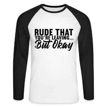 Cadeau d’adieu collègues Changement d’emploi - T-shirt baseball manches longues Homme - blanc/noir - Devant - Nik (191cm)