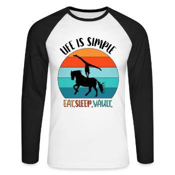 Pferde Pferd Voltigierer Voltigieren Volti - Unisex Baseballshirt langarm - Weiß/Schwarz - Vorne - Nik (191cm)