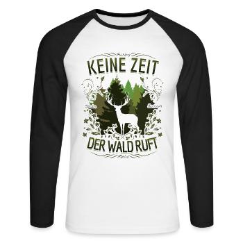 No time the forest calls deer autumn season - Unisex Long Sleeve Baseball T-Shirt - white/black - Front - Nik (191cm)