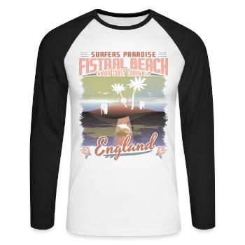 FISTRAL BEACH CORNWALL ENGLAND - SURF CITY - Unisex Long Sleeve Baseball T-Shirt - white/black - Front - Nik (191cm)