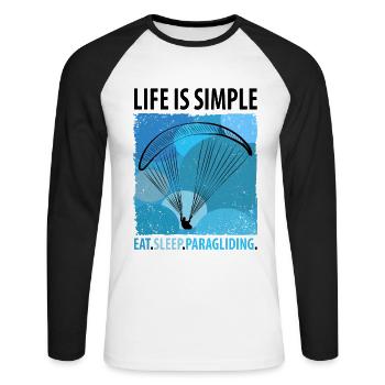 Paragliding Gleitschirm Paragleiter Paraglider - Unisex Baseballshirt langarm - Weiß/Schwarz - Vorne - Nik (191cm)
