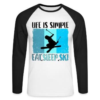 Ski ski Skieurs Vacances au ski - T-shirt baseball manches longues Homme - blanc/noir - Devant - Nik (191cm)