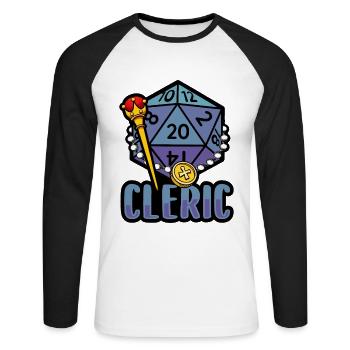 Chemise RPG Fantasy RPG pour Cleric RPG Gamer - T-shirt baseball manches longues Homme - blanc/noir - Devant - Nik (191cm)