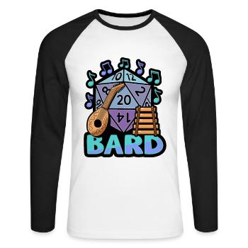 Fantasy Rollenspiel RPG Shirt für Barde RPG Gamer - Unisex Baseballshirt langarm - Weiß/Schwarz - Vorne - Nik (191cm)