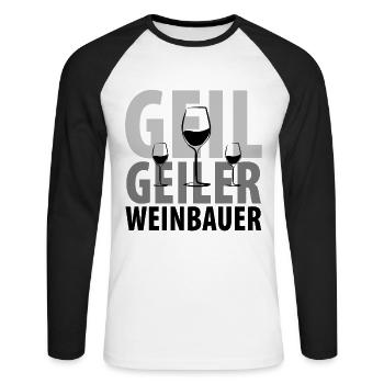 Winzer Weinbauer - Unisex Baseballshirt langarm - Weiß/Schwarz - Vorne - Nik (191cm)