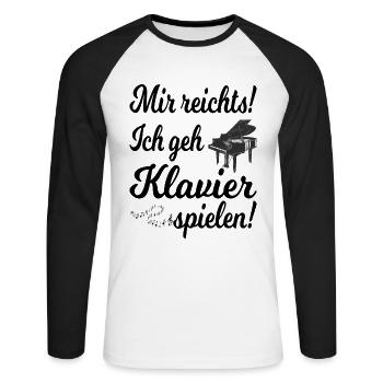 Mir reichts ich geh Klavier spielen - Unisex Baseballshirt langarm - Weiß/Schwarz - Vorne - Nik (191cm)
