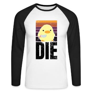 LE Canard Die Die avec Couteau Canard Avec Couteau Mème - T-shirt baseball manches longues Homme - blanc/noir - Devant - Nik (191cm)