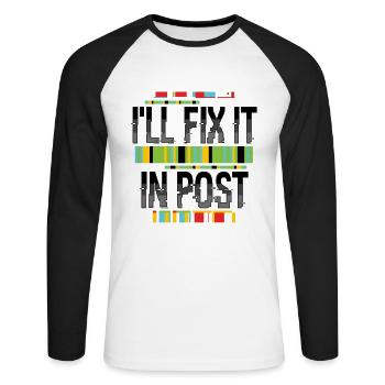 Filmmaker Postproduction Video Editor and Editor - Unisex Long Sleeve Baseball T-Shirt - white/black - Front - Nik (191cm)
