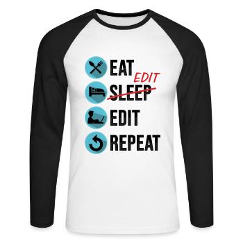 Filmmaker Postproduction Video Editor and Editor - Unisex Long Sleeve Baseball T-Shirt - white/black - Front - Nik (191cm)