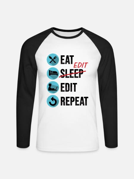 Filmemacher Postproduktion Videoeditor und Cutter - Unisex Baseballshirt langarm - Weiß/Schwarz