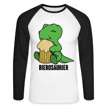 Bierosaurier Dino Dinosaurier T Rex Biertrinker Sa - Unisex Baseballshirt langarm - Weiß/Schwarz - Vorne - Nik (191cm)