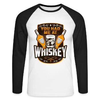 Chemise de whisky pour un buveur de whisky - T-shirt baseball manches longues Homme - blanc/noir - Devant - Nik (191cm)