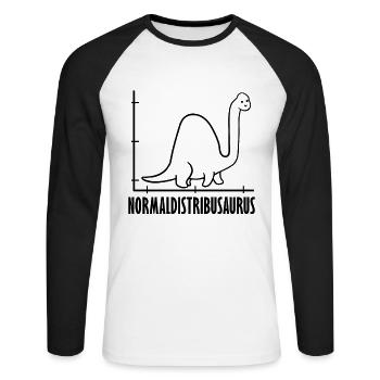 Dinosaure Math Pythagore Mathématicien - T-shirt baseball manches longues Homme - blanc/noir - Devant - Nik (191cm)