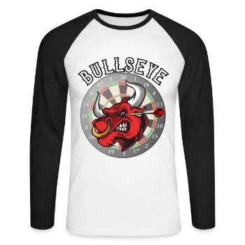 Bullseye Darts Fan Dartpfeil Dartboard - T-shirt baseball manches longues Homme - blanc/noir - Devant - Nik (191cm)