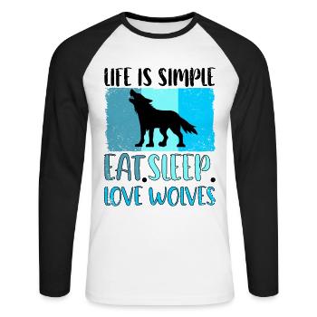 Wolf Wolves Wolf Pack - Unisex Long Sleeve Baseball T-Shirt - white/black - Front - Nik (191cm)