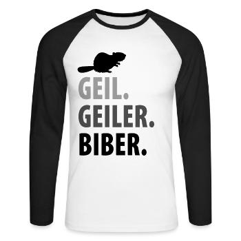 Biber - Unisex Baseballshirt langarm - Weiß/Schwarz - Vorne - Nik (191cm)