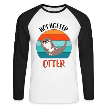 Hot Hotter Otter - Unisex Long Sleeve Baseball T-Shirt - white/black - Front - Nik (191cm)