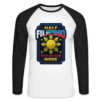 Filipino Flagge Pinoy Design für stolze Philippine - Unisex Baseballshirt langarm - Weiß/Schwarz - Vorne - Nik (191cm)