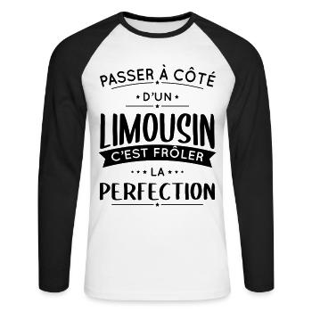 Limousin - Frôler la perfection - T-shirt baseball manches longues Homme - blanc/noir - Devant - Nik (191cm)