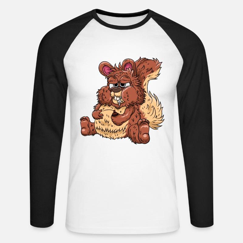 Dickes Eichhörnchen - Unisex Baseballshirt langarm - Weiß/Schwarz