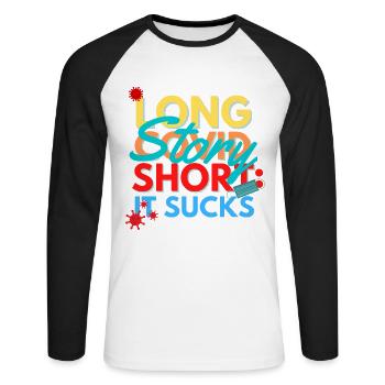 Longue histoire courte: C’est nul - T-shirt baseball manches longues Homme - blanc/noir - Devant - Nik (191cm)