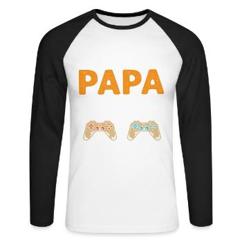 Niveau Papa Débloqué Cadeau Drôle Nouveau Papa - T-shirt baseball manches longues Homme - blanc/noir - Devant - Nik (191cm)