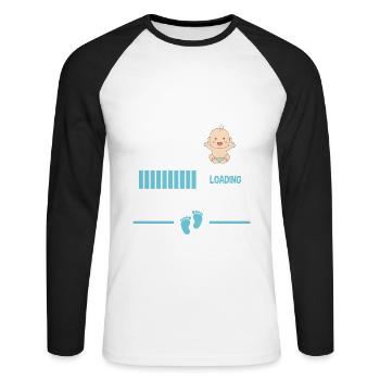 Futur Papy 2024 Grand-père Bébé Grossesse Cadeau - T-shirt baseball manches longues Homme - blanc/noir - Devant - Nik (191cm)