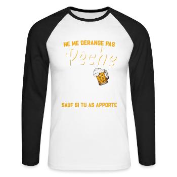 Ne Me Dérange Pas Quand Je Pêche Cadeau Pêcheur - T-shirt baseball manches longues Homme - blanc/noir - Devant - Nik (191cm)