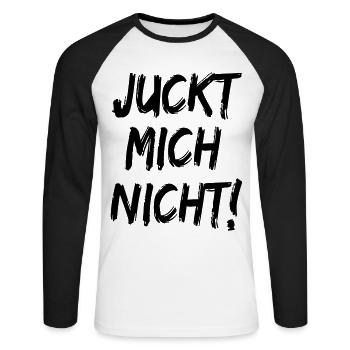 Juckt mich nicht Scheiss Egal - Unisex Baseballshirt langarm - Weiß/Schwarz - Vorne - Nik (191cm)