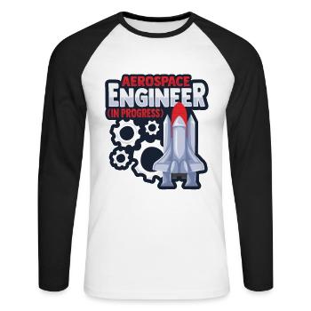 Ingénieur en aérospatiale - T-shirt baseball manches longues Homme - blanc/noir - Devant - Nik (191cm)