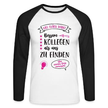 Kollege Abschied Verabschiedung Jobwechsel Arbeit - Unisex Baseballshirt langarm - Weiß/Schwarz - Vorne - Nik (191cm)