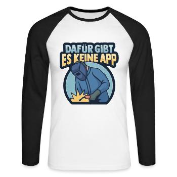 Schweißer Schweißen Schlosser und Metallbauer - Unisex Baseballshirt langarm - Weiß/Schwarz - Vorne - Nik (191cm)