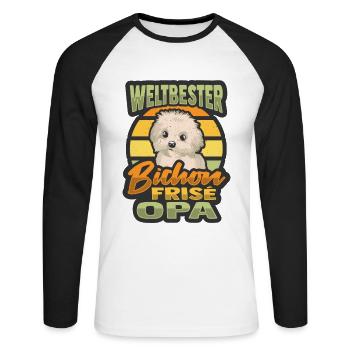 Weltbester Bichon Frise Opa - Unisex Baseballshirt langarm - Weiß/Schwarz - Vorne - Nik (191cm)