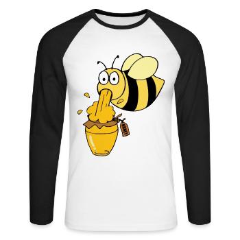 Honigtopf Honigdealer Hobbyimker Biene Bienenflüs - Unisex Baseballshirt langarm - Weiß/Schwarz - Vorne - Nik (191cm)