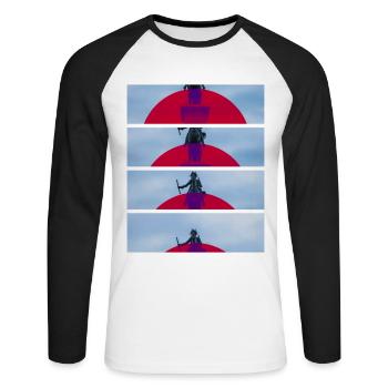 Madrid Espagne Ville Skyline Accueil Amour - T-shirt baseball manches longues Homme - blanc/noir - Devant - Nik (191cm)