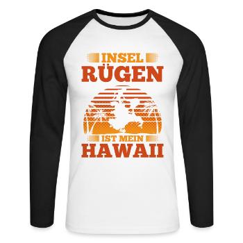 Insel Rügen Ist Mein Hawaii Urlaub Auf Rügen - Unisex Baseballshirt langarm - Weiß/Schwarz - Vorne - Nik (191cm)
