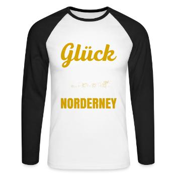 Du Kannst Glück Nicht Kaufen Norderney Urlaub - Unisex Baseballshirt langarm - Weiß/Schwarz - Vorne - Nik (191cm)