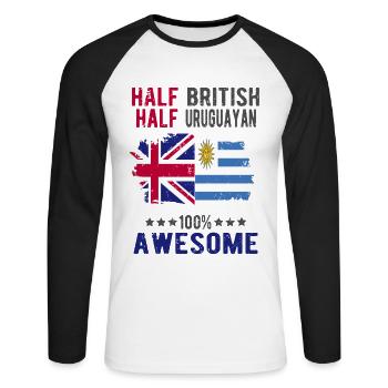 Half British Half Uruguayan - Unisex Long Sleeve Baseball T-Shirt - white/black - Front - Nik (191cm)