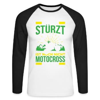 Wer Nie Stürzt Ist Noch Nicht Motocross Gefahren - Unisex Baseballshirt langarm - Weiß/Schwarz - Vorne - Nik (191cm)