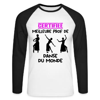 CERTIFIÉ MEILLEURE PROFESSEUR - T-shirt baseball manches longues Homme - blanc/noir - Devant - Nik (191cm)