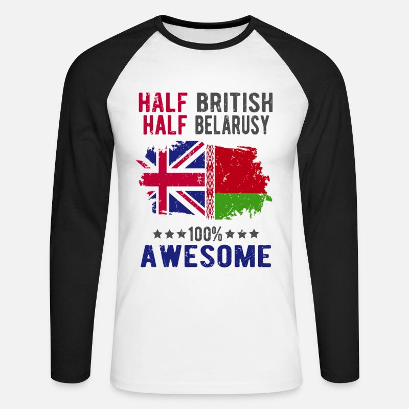 Halb Brite Halb Belarusse - Unisex Baseballshirt langarm - Weiß/Schwarz