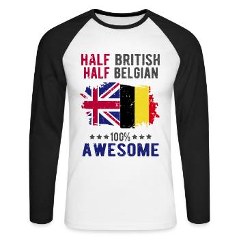 Moitié britannique moitié belge - T-shirt baseball manches longues Homme - blanc/noir - Devant - Nik (191cm)