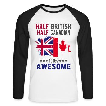 Halb Brite Halb Kanadier - Unisex Baseballshirt langarm - Weiß/Schwarz - Vorne - Nik (191cm)
