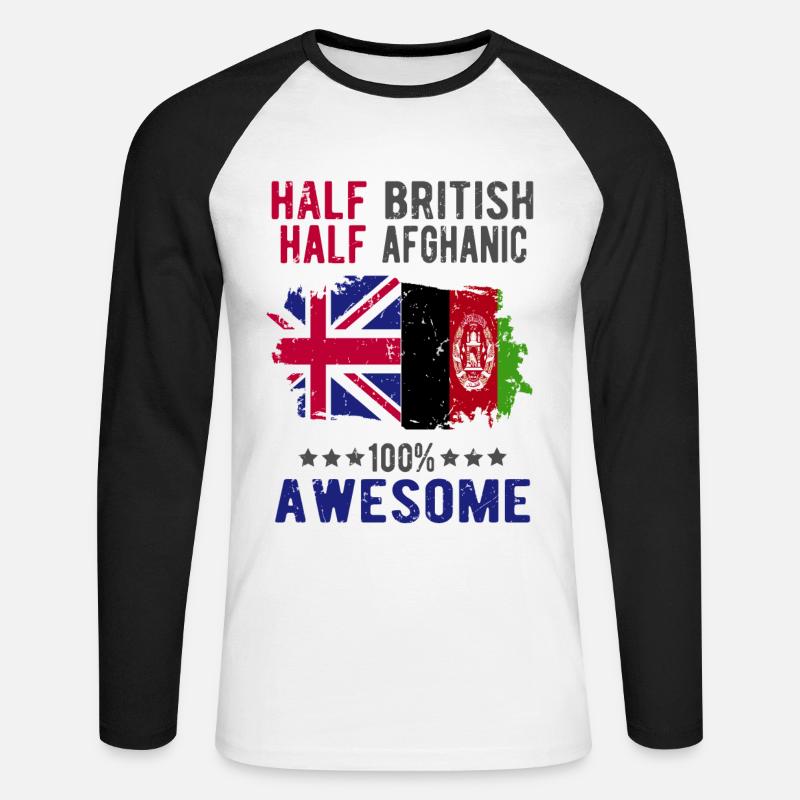 Half British Half Afghan - Unisex Long Sleeve Baseball T-Shirt - white/black