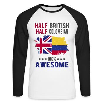 Moitié britannique moitié colombien - T-shirt baseball manches longues Homme - blanc/noir - Devant - Nik (191cm)