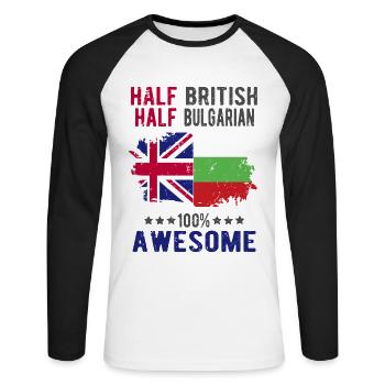 Half British Half Bulgarian - Unisex Long Sleeve Baseball T-Shirt - white/black - Front - Nik (191cm)