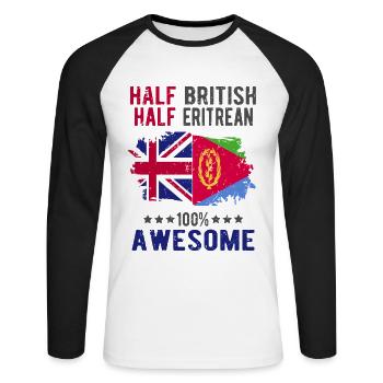Halb Brite Halb Eritreer - Unisex Baseballshirt langarm - Weiß/Schwarz - Vorne - Nik (191cm)