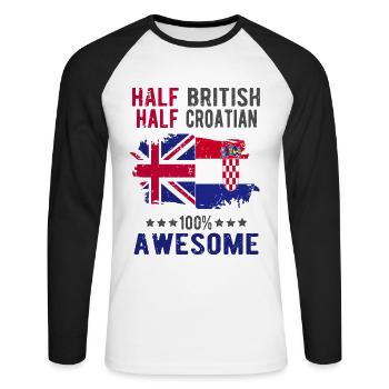 Halb Brite Halb Kroate - Unisex Baseballshirt langarm - Weiß/Schwarz - Vorne - Nik (191cm)