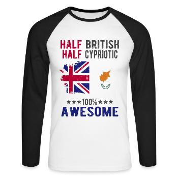 Moitié britannique moitié chypriote - T-shirt baseball manches longues Homme - blanc/noir - Devant - Nik (191cm)