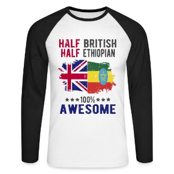 Half British Half Ethiopian - Unisex Long Sleeve Baseball T-Shirt - white/black - Front - Nik (191cm)